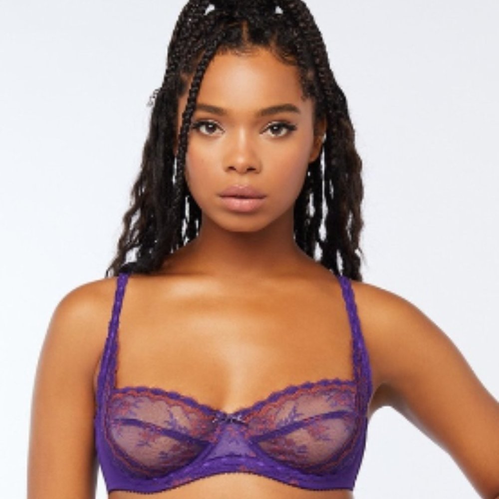 Savage Fenty Baby Scalloped Balconette Lace Bra - 36B (Purple Currant)